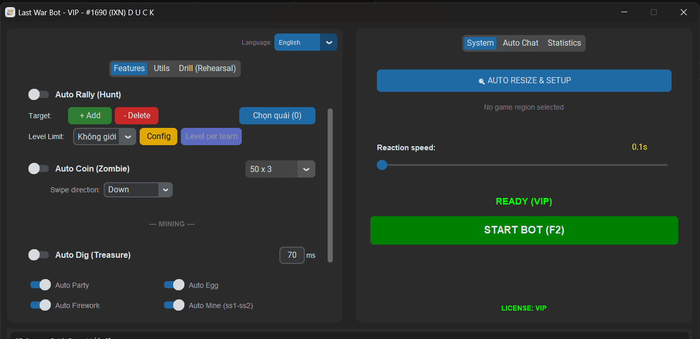 Giao diện LastWarBot